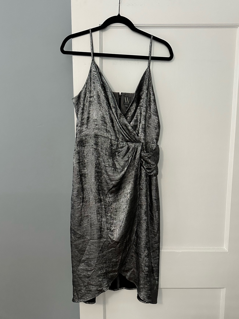 Worthington Silver Wrap-Front Midi Slip Dress